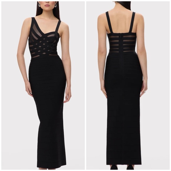 Herve Leger The Adeline Gown Black Bandage Dress Size XS